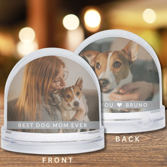 Best Dog Mom Ever 2 Photo Personalized  Gift Snowglobe (Creator Uploaded)