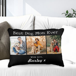 Best Dog Mom Ever 3 Photo Collage Accent Pillow