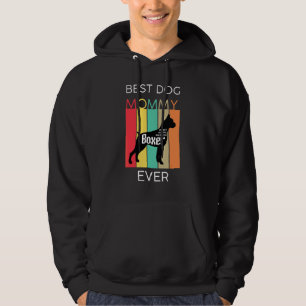 Best Dog Mom Ever Boxer Mommy Puppy Dog  Retro Hoodie