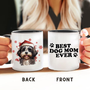 Best Dog Mom Ever Christmas Cute Shih Tzu Dog Mug