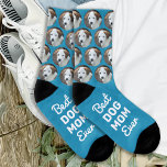 Best DOG MOM Ever Cool Pattern Custom Pet Photo Socks<br><div class="desc">Delight the Dog Lover in Your Life Introducing our charming Dog Photo Socks, the perfect gift for the ultimate dog mom! These socks are designed with the dog lover in mind, featuring an adorable all-over pattern that includes your cherished pup's picture and playful paw prints. Features Personalized Design: Transform your...</div>