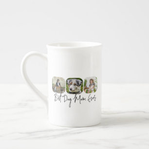 Best Dog Mom Ever - Custom 3-Photo Collage Bone China Mug