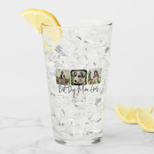 Best Dog Mom Ever - Custom 3-Photo Collage Glass