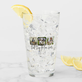 Best Dog Mom Ever - Custom 3-Photo Collage Glass