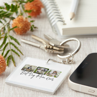 Best Dog Mom Ever - Custom 3-Photo Collage Keychain
