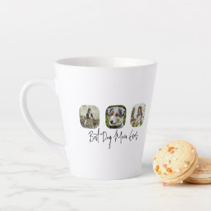 Best Dog Mom Ever - Custom 3-Photo Collage Latte Mug