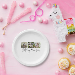 Best Dog Mom Ever - Custom 3-Photo Collage Paper Plate