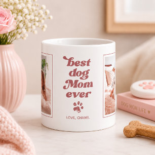 Best Dog Mom Ever Custom Photo Blush Pink Coffee Mug