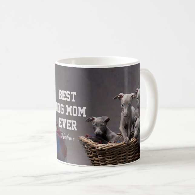 Best Dog Mom Ever Custom Photo Coffee Mug (Front Right)