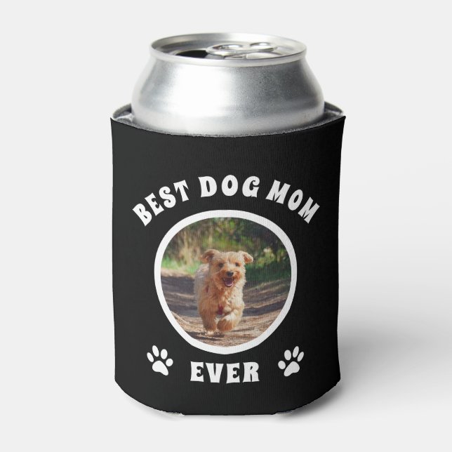 Best Dog Mom Ever Custom Photo Personalized Can Cooler (Can Front)