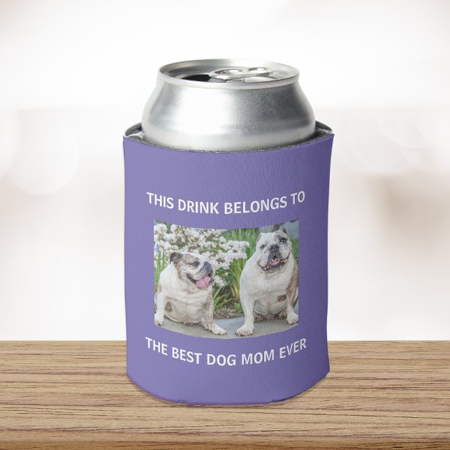 Best Dog Mom Ever Custom Photo Purple Can Cooler (Creator Uploaded)