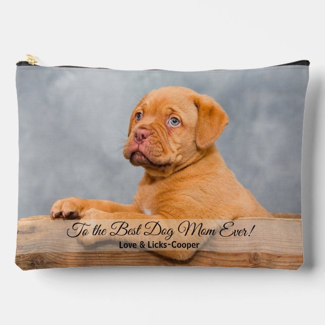 Best Dog Mom Ever Custom Photo & Text Accessory Pouch (Front)