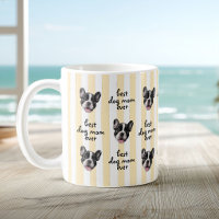Best Dog Mom Ever Cute Stripes Pet Face Photo