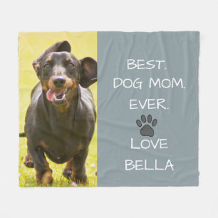 Best.Dog Mom.Ever. Doxie Love Name Photo Fleece Blanket