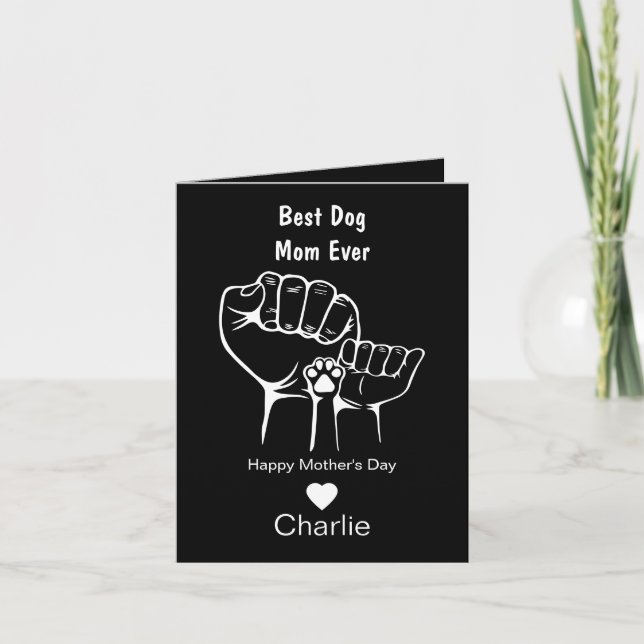 Best Dog mom ever fist bump Mother's day card (Front)