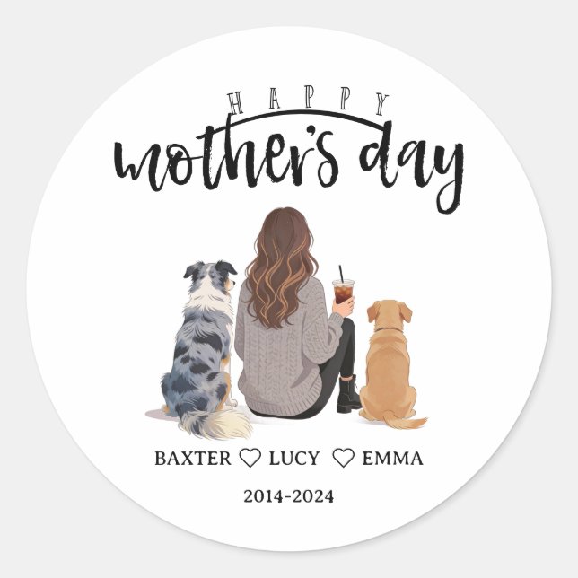 Best Dog Mom Ever | Happy Mother’s Day  Classic Round Sticker (Front)