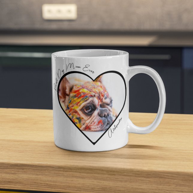 Best Dog Mom Ever Heart Photo Gifts for Mom Coffee Mug (Creator Uploaded)