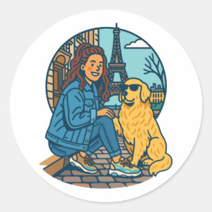 Best Dog Mom Ever in Paris Classic Round Sticker