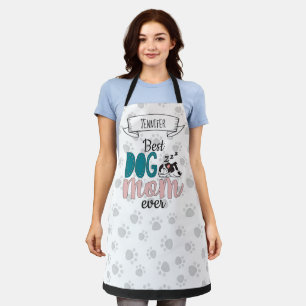 Best dog mom ever lovely sleeping puppy with name apron