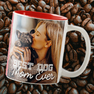 Best Dog Mom Ever Modern Custom Photo and Dog Name Two-Tone Coffee Mug