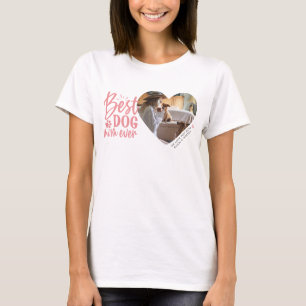 Best Dog Mom Ever Name Pet Photo Pink T-Shirt