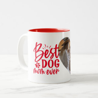 Best Dog Mom Ever Name Pet Photo Red Two-Tone Coffee Mug