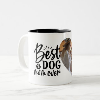 Best Dog Mom Ever Name Pet Photo Two-Tone Coffee Mug