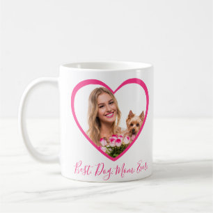 Best Dog Mom Ever Personalized Heart 2 Photo Pink Coffee Mug
