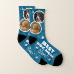 Best Dog Mom Ever Pet Photo Socks<br><div class="desc">2-Photo Best Dog Mom Ever Pet Photo Socks for dog mom of two dogs. Add photo of both dogs. Text reads "Best dog mom ever" with paw print hearts.</div>