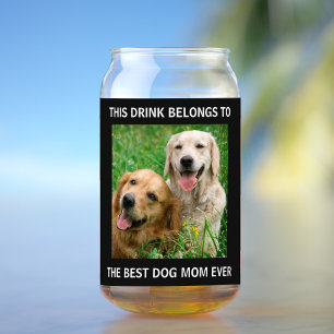 Best Dog Mom Ever Photo Black Can Glass