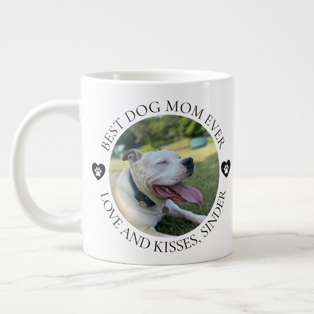 Best Dog Mom Ever Photo Mother's Day Large Coffee Mug (Left)