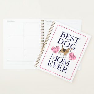 Best Dog Mom Ever! Pink Paw Prints Hearts Planner