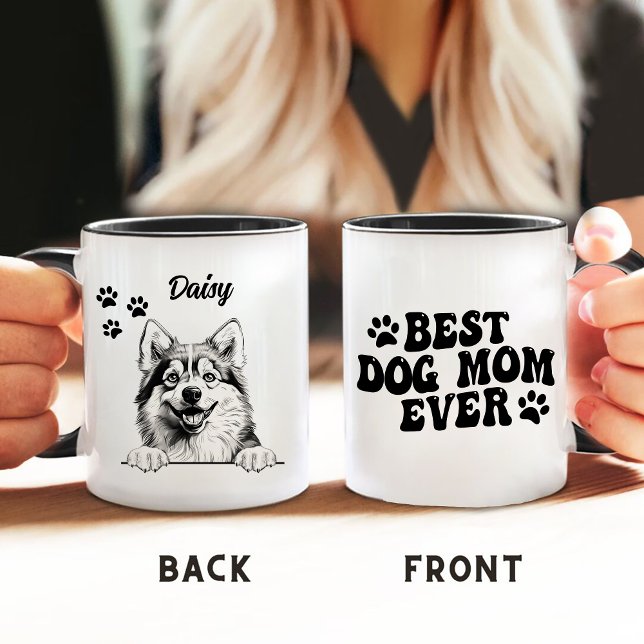 Best Dog Mom Ever Pomsky Dog Personalized Mug (Creator Uploaded)