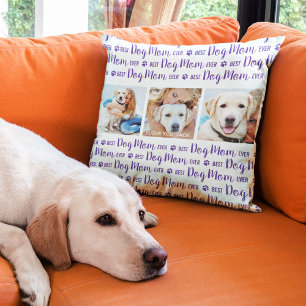 Best Dog Mom Ever Purple Photo Throw Pillow