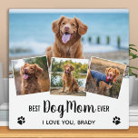 Best DOG MOM Ever Trendy Photo Collage Plaque<br><div class="desc">Best Dog Mom Ever♡... Surprise your favourite Dog Mom whether it's her birthday, Mother's Day or Christmas with this super cute custom photo collage plaque. Customize this dog plaque with the dog's 4 favourite photos ! Personalize with dogs name and message. It'll be a treasured keepsake for years to come....</div>