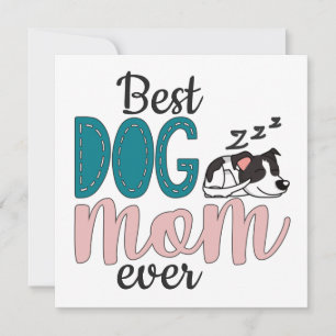 Best dog mom ever w/ cute sleeping puppy pawprints card