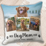 Best Dog Mom Ever White Photo Collage Throw Pillow<br><div class="desc">Best Dog Mom Ever♡... Surprise your favourite Dog Mom whether it's her birthday, Mother's Day or Christmas with this super cute custom photo collage pillow. Customize this dog pillow with the dog's 4 favourite photos ! Pillow is double sided, both sides are identical. It'll be a treasured keepsake for years...</div>