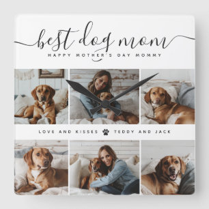 Best Dog Mom: Personalized Dog Photo Mother's Day Square Wall Clock