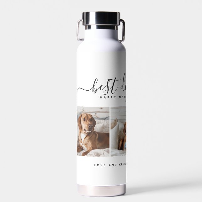 Best Dog Mom: Personalized Dog Photo Mother's Day Water Bottle (Front)