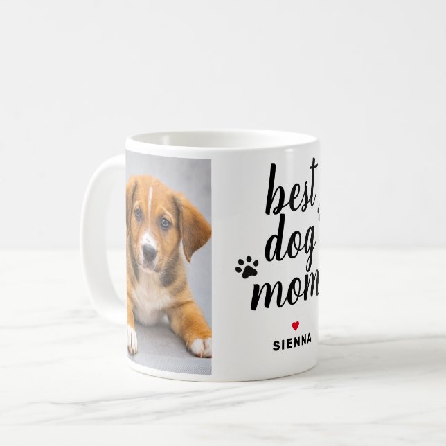 Best Dog Mom Personalized Mothers Day Pet Photo Coffee Mug (Front Left)