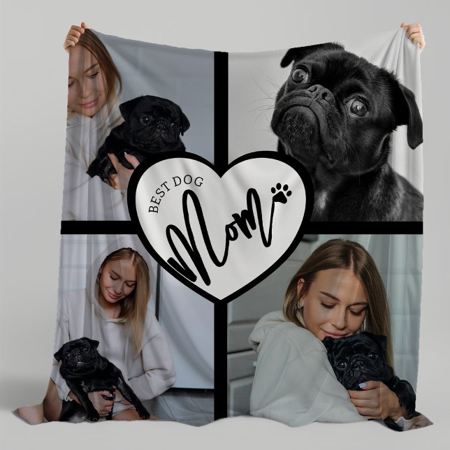 Best Dog Mom | Photo Collage Fleece Blanket (Creator Uploaded)