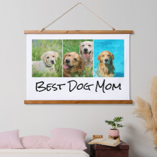 Best Dog Mom Photo Collage Hanging Tapestry