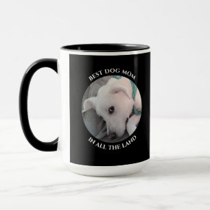 Best Dog Mom Photo of Cute White Puppy Dog Black Mug