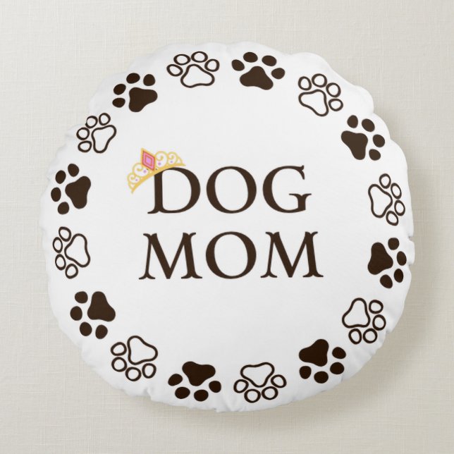 Best Dog Mom Round Pillow (Front)