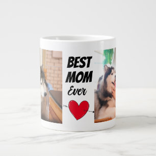 Best dog Mom..two dog photos & text personalized Large Coffee Mug