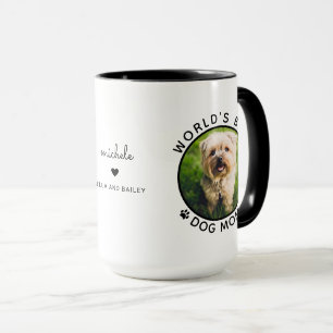Best Dog Mom Two Photo Modern Typography Mug