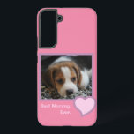Best Dog Mommy Ever Pink Text Pet Beagle Photo  Samsung Galaxy Case<br><div class="desc">"Best Beagle Mommy Ever" gift for her. This pretty design is especially for a dog Mommy, dog Mummy, dog Mama, dog lover, dog parent or dog owner. It has a photo in a light purple colour of a cute tricolor beagle puppy which can be replaced with a picture of your...</div>