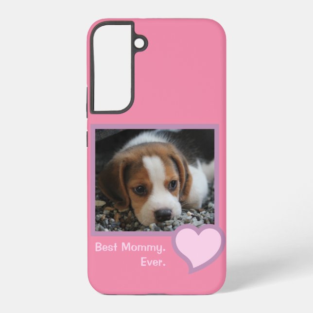 Best Dog Mommy Ever Pink Text Pet Beagle Photo  Samsung Galaxy S22+ Case (Back)