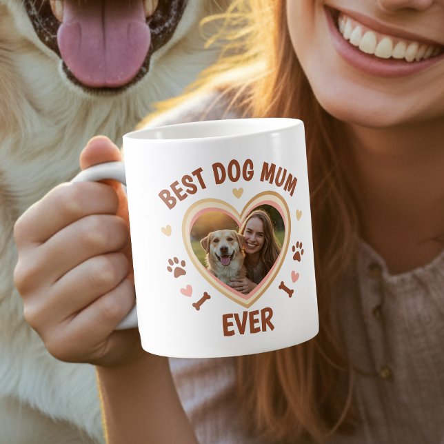 Best Dog Mum Ever Photo Heart Coffee Mug (Creator Uploaded)