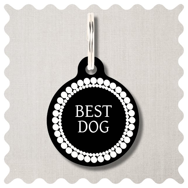 Best Dog of Honour Wedding Pet ID Tag (Best Dog Wedding Pet ID Tags in Black and White. Funny Modern Pet Tags. )